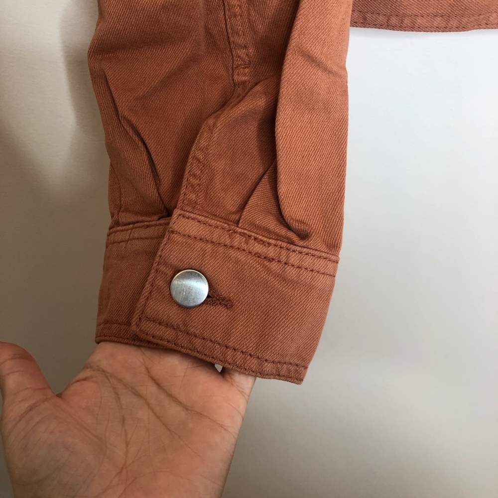 Topshop Avril Cropped Cargo Shirt Jacket Shacket Blush Cotton 8 10 NWT - Picture 7 of 9